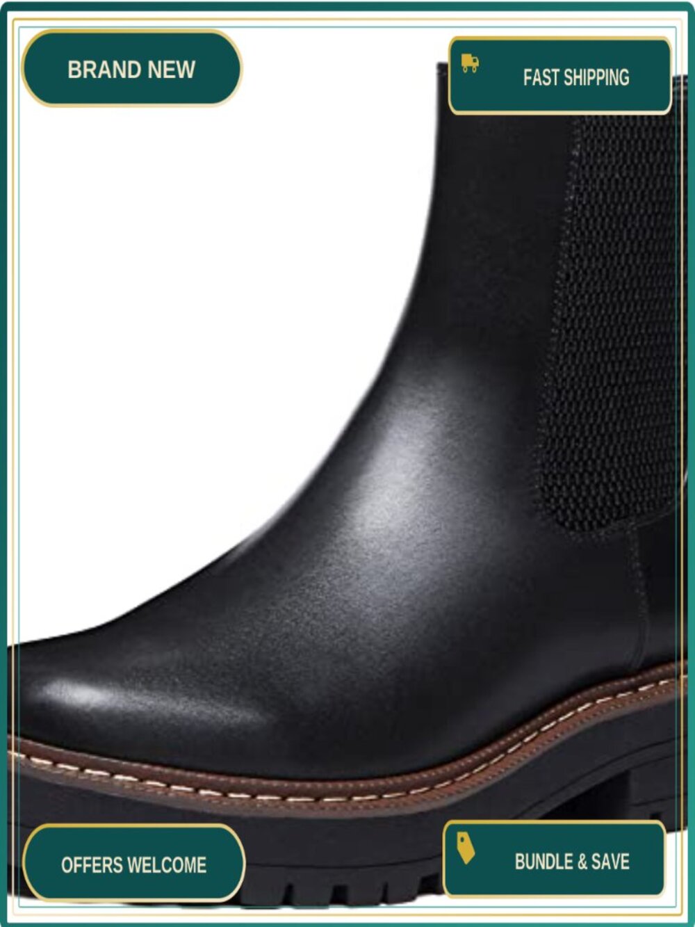 Women's Low Heel Chelsea Platform Ankle Boots Faux Sheepskin Waterproof Slip-On